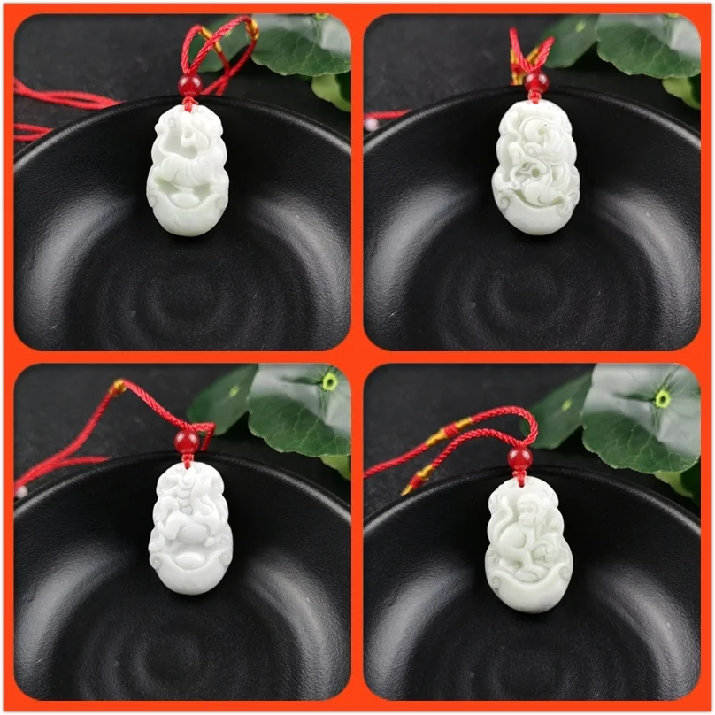 Women'S Fashion Jewellery - Chiński zodiak rzeźbione Jade wisiorek naszyjnik