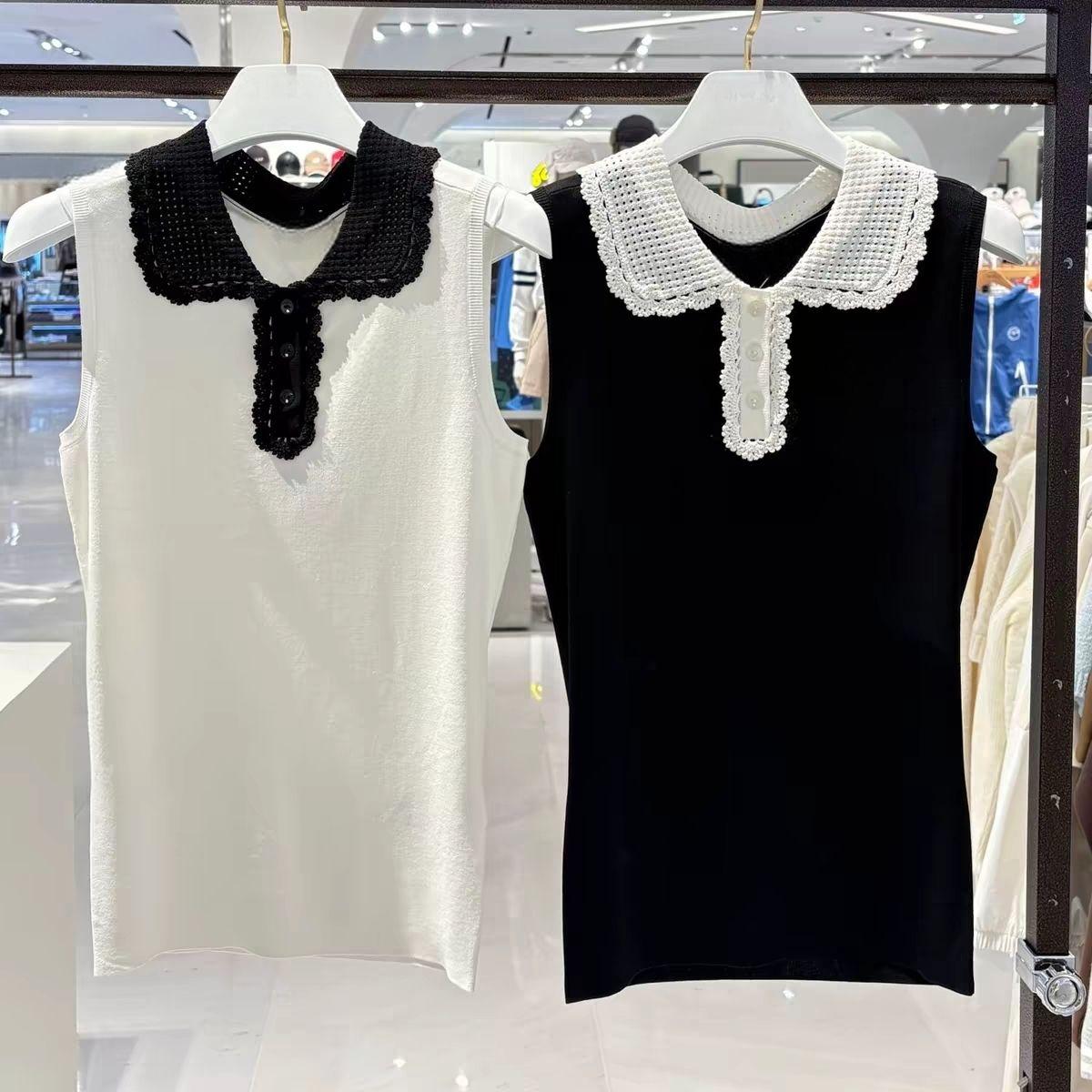 Women'S Fashion Vest Tops - Damska dzianinowa kamizelka golfowa z klapami,