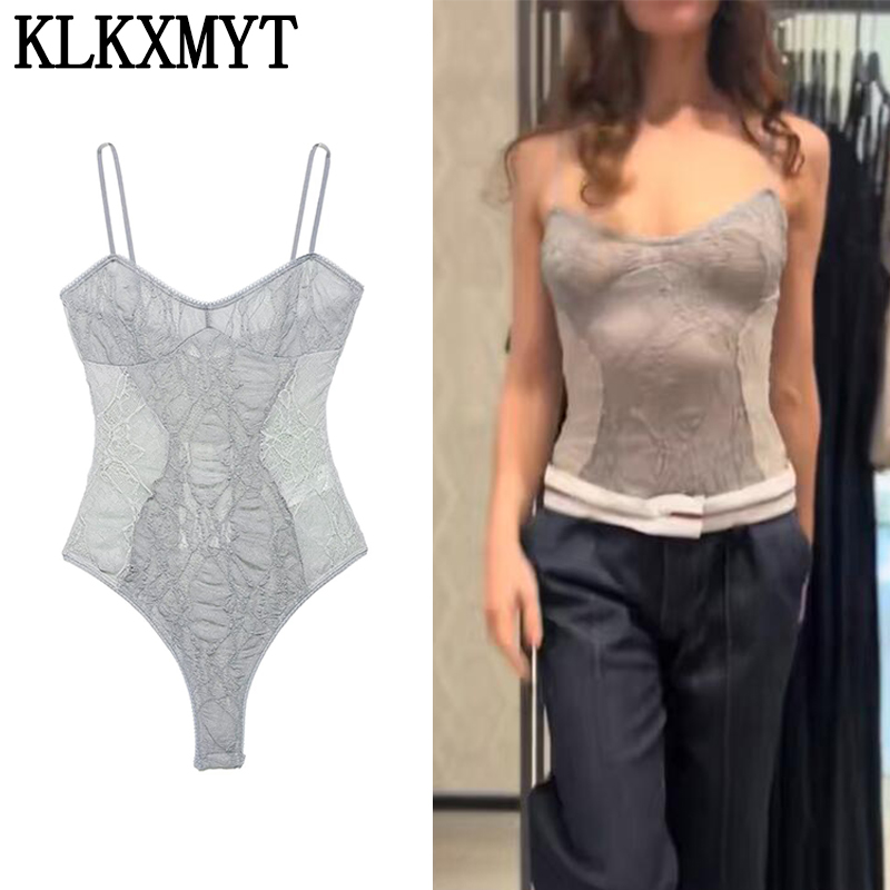Lace Trim Cami - KLKXMYT Damskie koronkowe body z wstawkami,