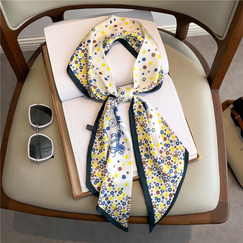 Women Fashion Necktie - Długi jedwabny szal z modnym nadrukiem