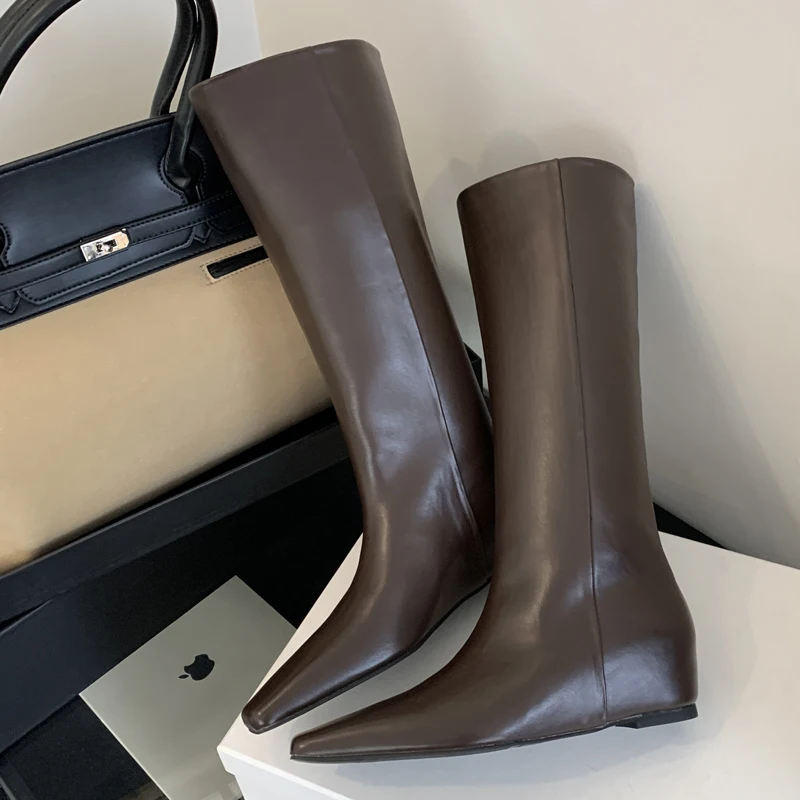 Women'S Fashion Knee High Boots - Eilyken Miękkie Skórzane Szpiczaste Kozaki Damskie