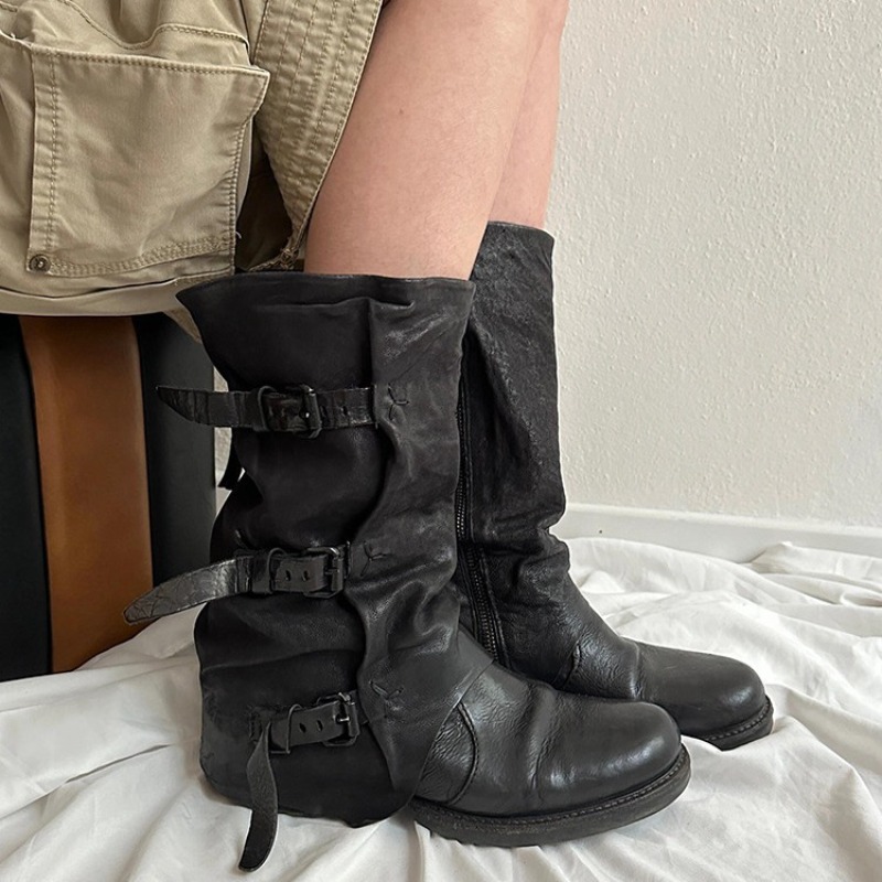 Women'S Fashion Knee High Boots - Klasyczne damskie buty Retro Luksusowe Skórzane