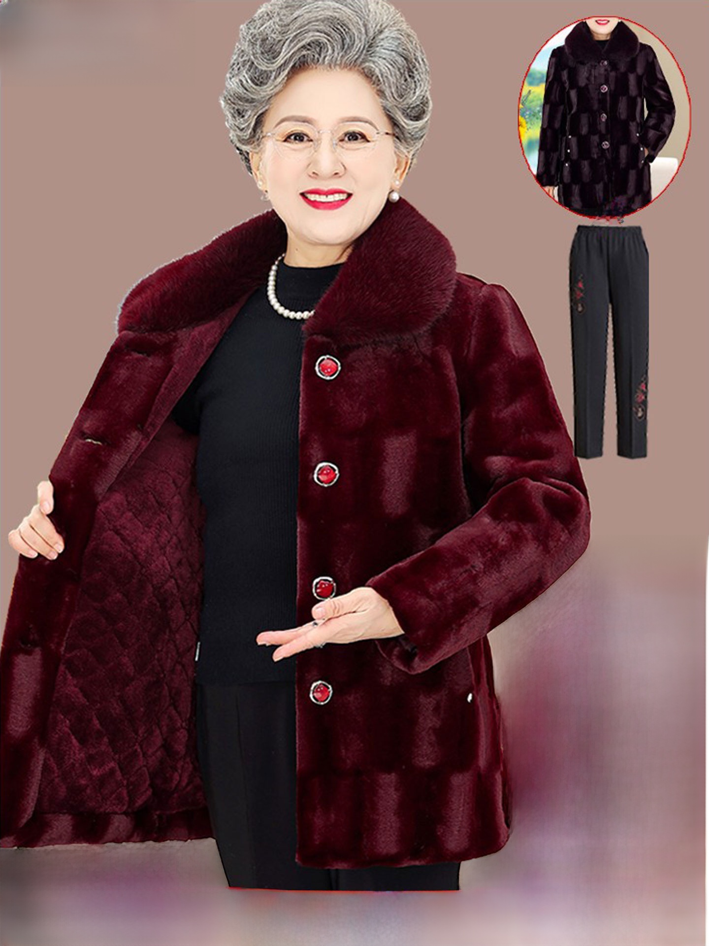Women Fashion Over The Years - Gruby, średniej długości płaszcz z imitacji