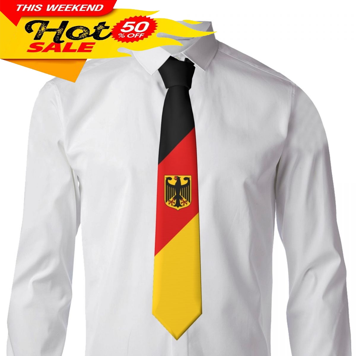 Krawat z flagą Niemiec, emblem – Women Fashion Necktie recenzja i cena