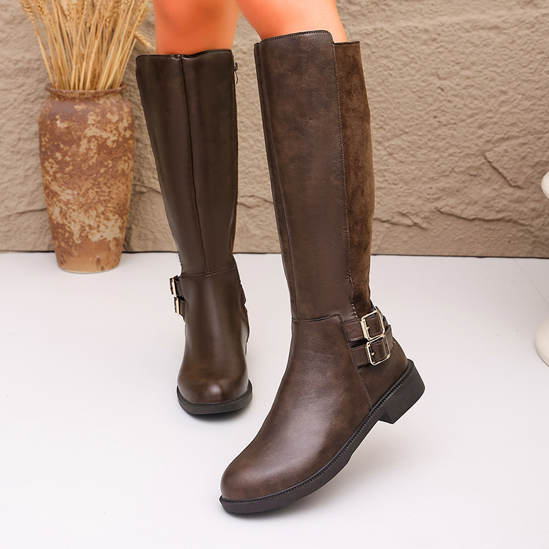 Modne brązowe kozaki jeździeck – Women'S Fashion Knee High Boots recenzja i cena