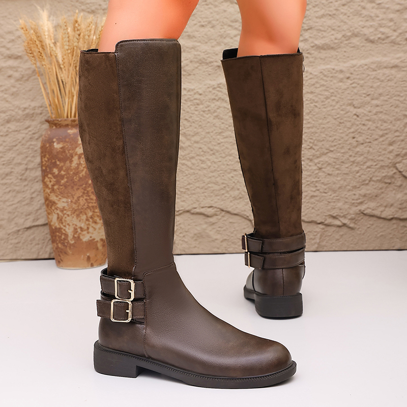 Modne brązowe kozaki jeździeck – Women'S Fashion Knee High Boots recenzja i cena