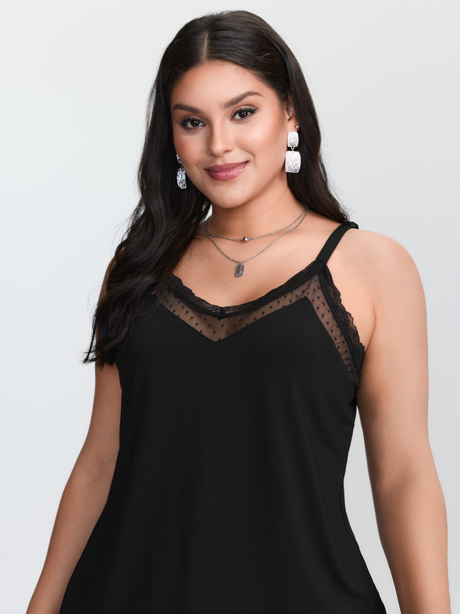 Czarna, dzianinowa koszulka na – Lace Trim Cami recenzja i cena