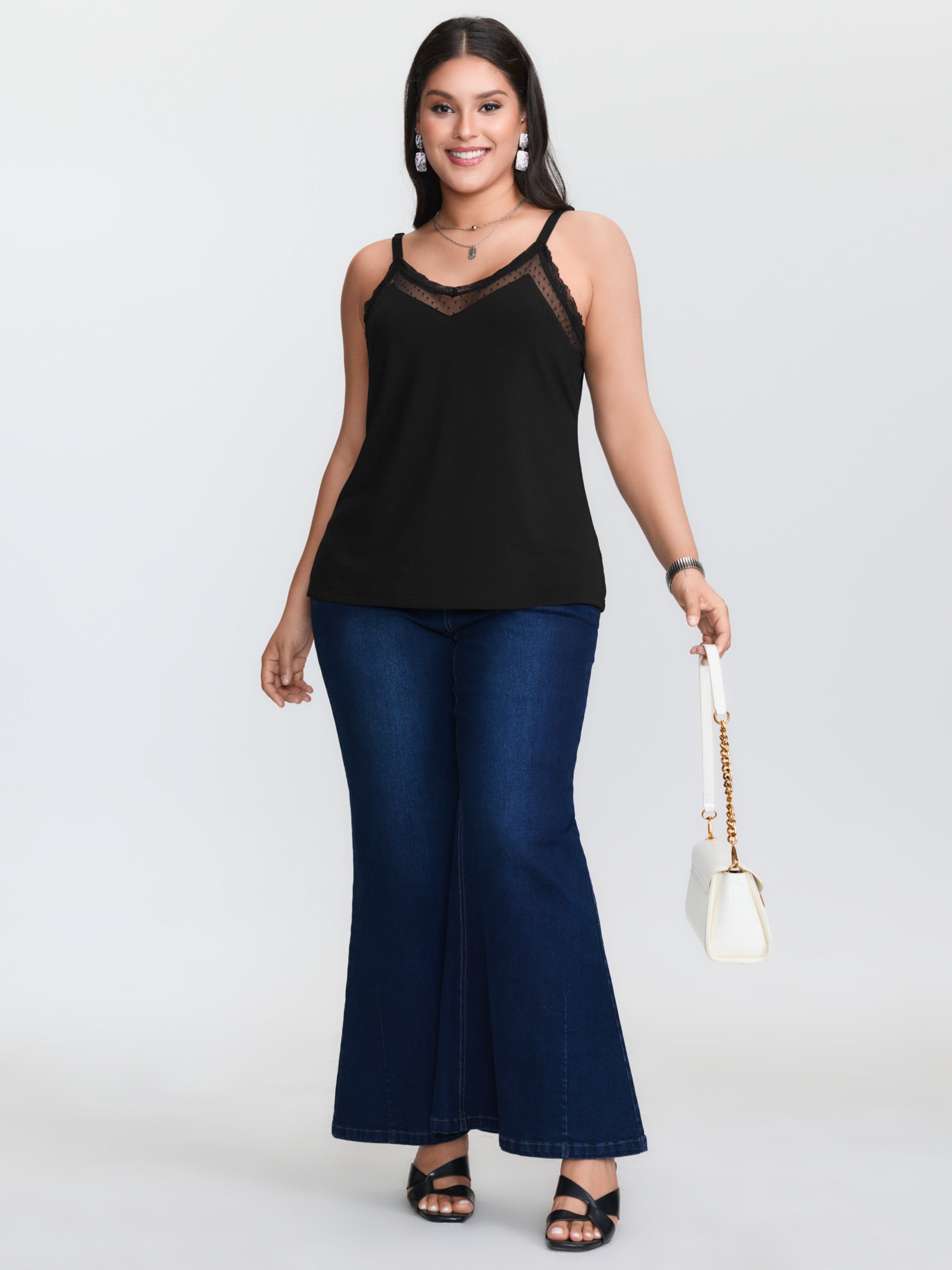Czarna, dzianinowa koszulka na – Lace Trim Cami recenzja i cena